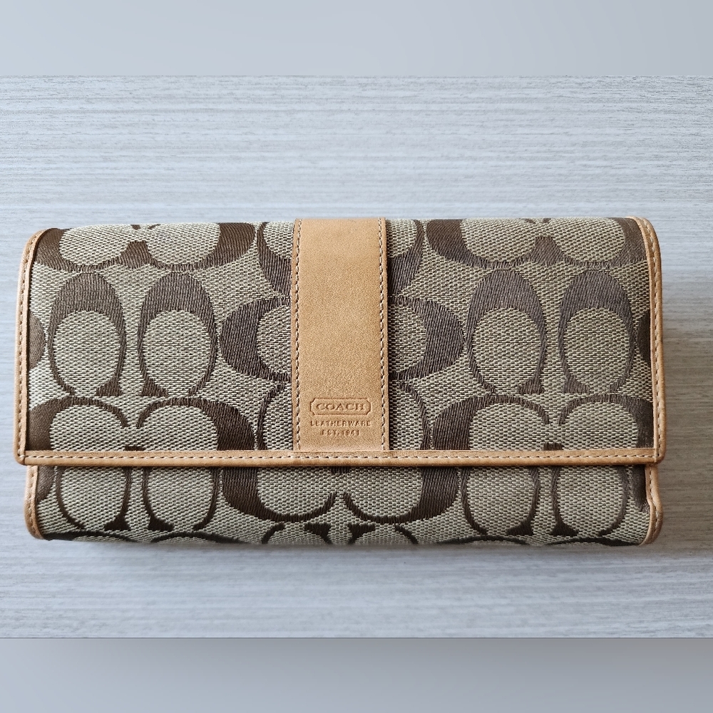 Gently used Coach‎ tri-fold canvas wallet